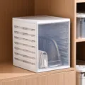 Stackable white closet organizer box with clear front door for clothes and handbag storage - 1 Layer / White