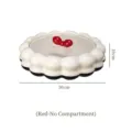 Modern cream snack storage box with red bow handle, non-compartment design, 30cm diameter - No Compartments Tray / Black and White