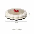 Elegant rotatable divided snack storage box in cream white with a red bow handle detail - 4 Compartments Tray / Black and White