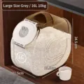 Large 16L grey airtight rice storage container with transparent body and white measuring cup - L / Gray