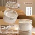 Elsa white multi-functional denture cleaning box with strainer and cleaning brush - Box With Cleaning Brush / Aisha White