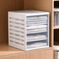 Multi-layer white plastic storage drawer for efficient wardrobe clothes organization - 6 Layers / White