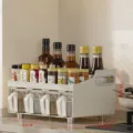 All-in-one cream white kitchen seasoning organizer set with spice jars - Spice Rack Combination (Cream) / 33cm x 18.8cm x 16.8cm