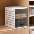 White stackable wardrobe storage box with transparent front for clothes and shoes - 2-Tier / Brown