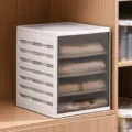 White stackable wardrobe organizer box for neatly folded clothes and shirts - 4 Layers / Brown