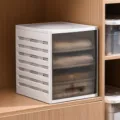 Minimalist white stackable wardrobe clothes organizer drawer box for folded shirts - 5 Layers / Brown