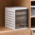 White multi-layer closet clothes organizer storage rack with transparent front door - 7-Layer / Brown