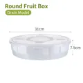 Large transparent round fruit drainage tray with lid, 31cm x 7.5cm plastic storage box - Draining Style Fruit Plate