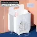 Grande cesto della biancheria pieghevole in plastica bianca per il bagno a parete. - Taglia L / Bianco Elegante