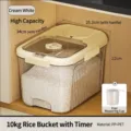 Récipient de stockage de riz transparent 10kg avec couvercle minuterie et tasse crème - 20 Jin (10kg) / Blanc Crème (10kg)