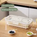 Small transparent ice cube storage box with three 36-grid trays and airtight lid set - Small (36 Slots * 3) / 108 Slots Pack (31x16x7.5cm) / Cream White