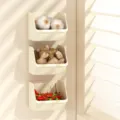 Trois bacs de rangement muraux beige pour cuisine, parfaits pour l'ail et le piment - Ensemble de 3 / Crème