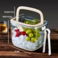 Portable transparent ice bucket with airtight lid and tongs for summer fruit tea storage - Portable Sealed Ice Bucket / Off White