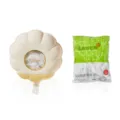 Creamy white wall-mounted shell-shaped storage box with disposable food covers set - Storage Box and Covers Set / Cream White