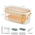 Large capacity silicone ice cube tray set with round and square molds and storage box - Ice Tray Set (28+26 Cells Hard) / Includes Ice Scoop / Beige