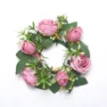 Corona de capullos de rosa rosa artificial para decoración romántica de mesa de boda - Rosa oscuro