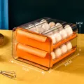 Double-layer orange drawer egg storage box made of transparent PET, 22x24x14cm - Double Layer Drawer Egg Box / Orange