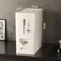Conteneur de stockage de riz scellé crème de 10 kg avec fenêtre distributeur - Capacité 10kg / Blanc Crème