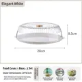 Transparent stackable food cover with white tray for kitchen dining table protection - Cover With Base / White