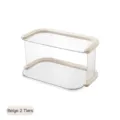 Organizer da scrivania trasparente a 2 livelli con finitura bianco crema chic - 2 strati / Crema