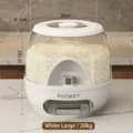 Grand distributeur de riz hermétique blanc avec capacité de 10kg et bouton poussoir - 10KG / Blanc