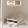 Large drawer-style underwear storage box, cream and clear finish, no grid - Large No Grid / Single Layer (33x22x12cm) / Cream White