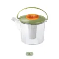 Moderne 1L transparante plastic koudwaterkan met groen handvat en een theefilter - Klein (1L) / Olijfgroen
