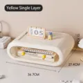 Cream single layer desktop drawer organizer with yellow knobs and clear window - 1 Layer / Yellow