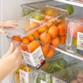 Transparente Kühlschrank-Aufbewahrungsbox mit Griff und Deckel für frisches Obst und Gemüse - Einzelpackung (26x13.3x14cm) / Transparent