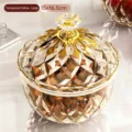 Large transparent yellow PET candy jar with lid in faceted European luxury style - L / Transparent Yellow