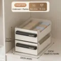 Large stackable underwear drawer storage box with 10-grid and no-grid organizer options - Large (Space+10 Grids) / Double Layer (33x25.5x24cm) / Cream White