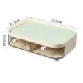 Modern desktop storage organizer with 2 transparent drawers, green tray, 32.8x22.5x10.2cm - 1 Layer / Pale Green