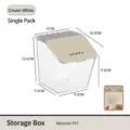 Cream white wall-mounted storage box with transparent PET body and flip lid for bathroom - Single Piece / Cream White