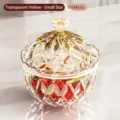 Luxury PET plastic candy jar with diamond cut pattern in transparent yellow small size - S / Transparent Yellow
