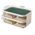 Two-tier cream desktop drawer organizer with green textured top, dimensions 32.8x22.5x18.5cm. - 2-Tier / Dark Green
