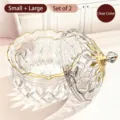 European luxury PET candy jar set of 2 in transparent finish with elegant gold rim - Small + Large Combination / 2 Pcs/Set / Clear