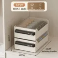 Large drawer-style underwear and sock storage box with 10/15 grids - Large (10+15 Grids) / Double Layer (33x25.5x24cm) / Cream White