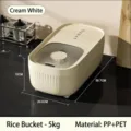 Cremeweißer 5kg luftdichter Reisvorratsbehälter mit Abmessungen für Küchengetreide - Klein (5kg) / 5kg Kapazität / Cremeweiß