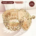 Set of 2 elegant amber PET storage jars with lids, small and large sizes included - Small + Large Combination / 2 Pcs/Set / Transparent Yellow