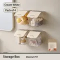 Set of 4 cream white wall-mounted transparent storage boxes for cosmetics - 4-Pack / Cream White