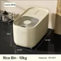 Cremeweißer 10kg luftdichter Reiseimer mit Deckel und Messbecher für den Küchengebrauch - Mittel (10kg) / 10kg Kapazität / Cremeweiß