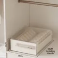 White stackable drawer-style underwear storage box with transparent lid and black handle - Jumbo 1 Grid / Single Layer (42x28x12cm) / Cream White
