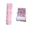 Detalle de camino de flores de seda rosa y púrpura para fondo de boda con respaldo de tela - Rosa Claro Caramelo