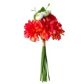 Detailopname van een kunstmatig rood dahlia bruidsboeket met witte bloemaccenten - 35cm / Watermeloen Rood