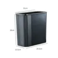 Modern black slim trash can with fluted texture design, size 31x30x15.5cm for small spaces - Ring Model / Black