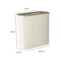Modern slim cream-colored trash can with dimensions 31x15.5x30cm for bathroom and kitchen - Ring Model / Pearl White