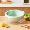 Panier d'égouttage de cuisine double couche vert avec bol de lavage transparent - Pièce Unique / Vert
