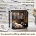 Pequeño estante organizador de tazas negro antipolvo, 2 capas, dimensiones 26x25x28 cm - Pequeño 2 Capas / 26x25x28cm / Negro Clásico