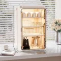 Estante organizador de tazas de 4 niveles blanco crema a prueba de polvo para mesa - Grande 4 Capas / 26x25x43cm / Blanco Crema