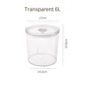 6L large transparent airtight food storage container with dimensions for kitchen - 6L / Clear